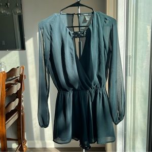 Forever 21 Long Sleeve Chiffon Romper